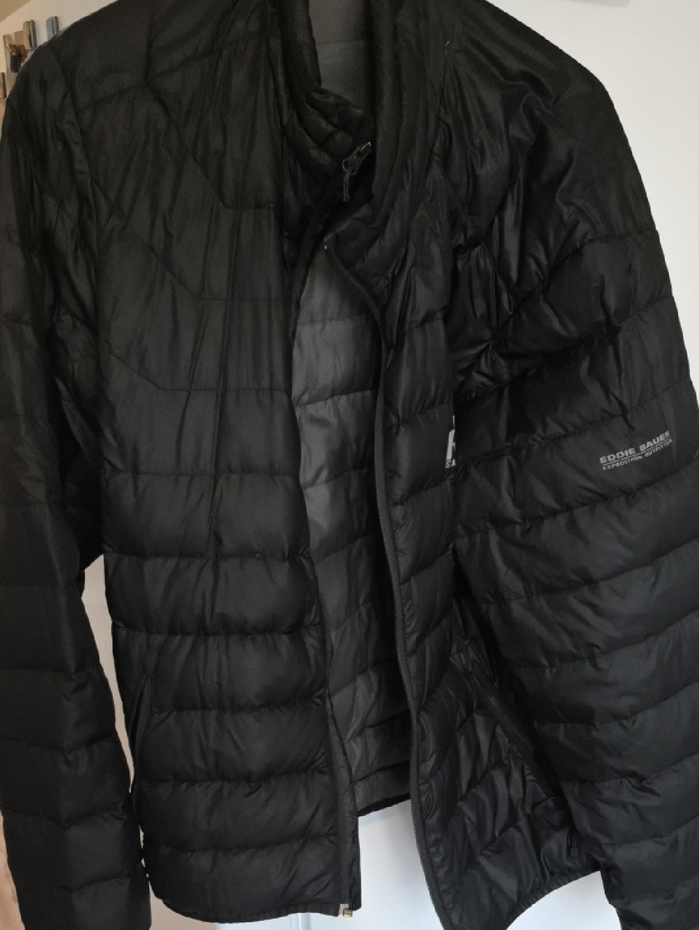 Eddie Bauer Black Quilted Expedition Lightweight Goose Down Jacket